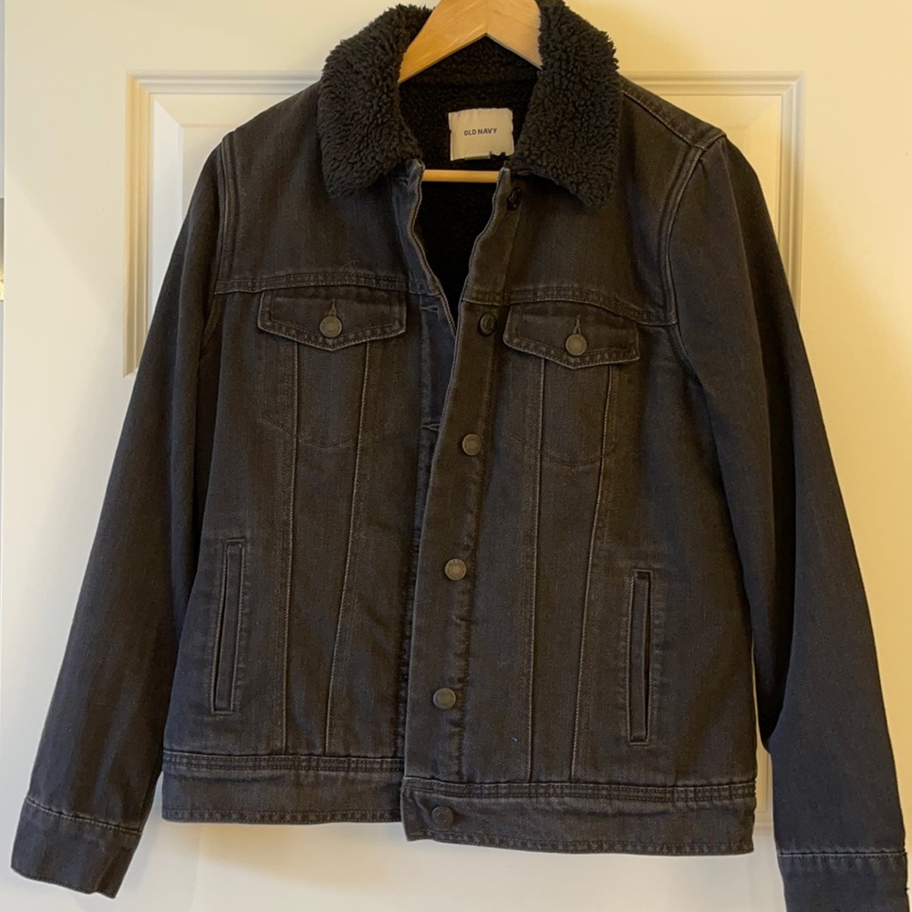 Old Navy Black Sherpa Denim Jacket